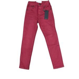 One Teaspoon Freebirds High Waist Rigid Skinny‎ Denim Jeans Red Punk Girls 7/8